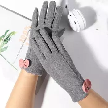 Женские теплые перчатки с бархатом, ветрозащитные и противоскользящие, с сенсорным экраном, перчатки для верховой езды на открытом воздухе One size чёрный