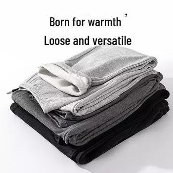 Женские теплые повседневные брюки Tangge с шелковой подкладкой - плотные, свободные спортивные брюки на осень/зиму XXXL светло-серый