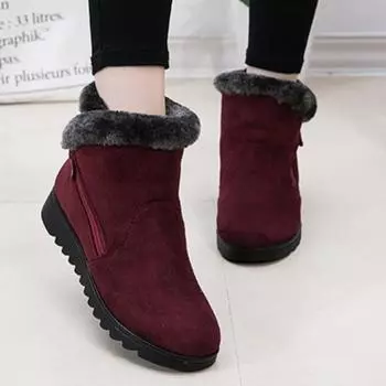 Женские теплые повседневные зимние ботинки для снега, удобные ботинки на платформе с застежкой-молнией 35 красный