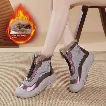 Женские теплые сапоги из бархата и кожи 2025 YB-98 40 бежевый