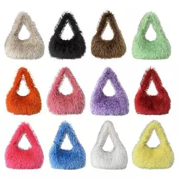 Женские теплые сумки-хобо, мягкая меховая сумка-шоппер из искусственного меха, милая пушистая сумка Y2K, зимняя повседневная сумка для девочек коричневый