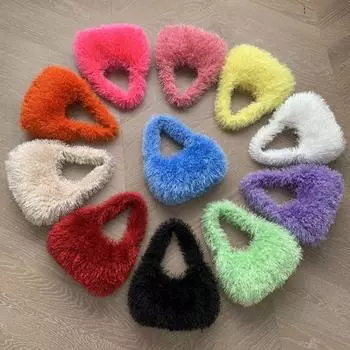 Женские теплые сумки-хобо, мягкая меховая сумка-шоппер из искусственного меха, милая пушистая сумка Y2K, зимняя повседневная сумка для девочек белый