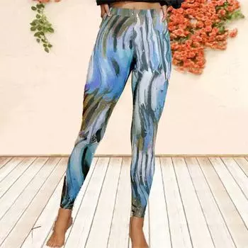 Женские теплые тонированные брюки для йоги с цветным принтом, эластичные леггинсы для йоги, фитнес-бег, тренажерный зал, спортивные активные брюки XS зелёный