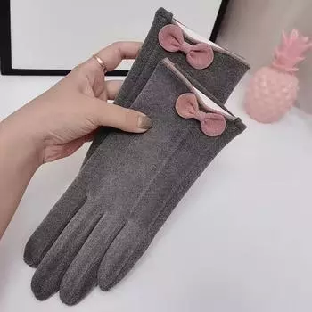 Женские теплые велосипедные перчатки с бабочкой, ветрозащитные, с сенсорным экраном One size чёрный