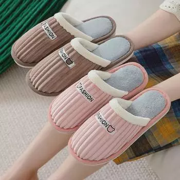 Женские теплые вышитые послеродовые тапочки - зимние хлопковые плюшевые для использования в помещении и на улице 42-43 (Fits size 40-41 feet)