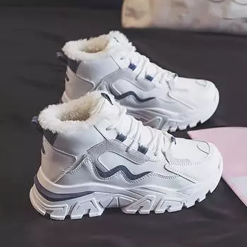 Женские теплые зимние ботильоны на шнуровке кроссовки для бега на открытом воздухе 35 синий