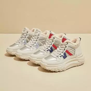 Женские теплые зимние ботинки на толстой платформе, удобные зимние ботинки из искусственной кожи, легкие нескользящие короткие ботинки с подкладкой из искусственного меха для женщин 35 красный