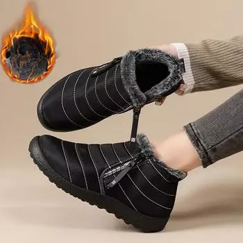 Женские теплые зимние ботинки, зимняя обувь, короткие ботинки по щиколотку, нескользящие, водонепроницаемые, с меховой подкладкой, кроссовки для активного отдыха, удобные походные туфли для женщин 36 чёрный