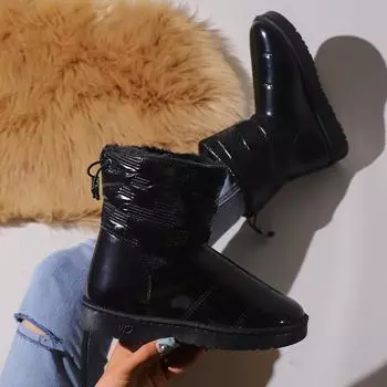 Женские теплые зимние сапоги на меховой подкладке, однотонные нескользящие ботильоны из искусственной кожи, уличные ботильоны, удобная обувь для женщин