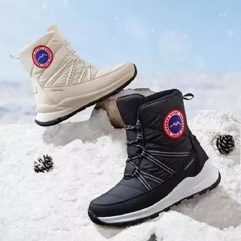 Женские теплые зимние сапоги, зимние противоскользящие водонепроницаемые утепленные высокие хлопковые туфли с высоким берцем 36 чёрный