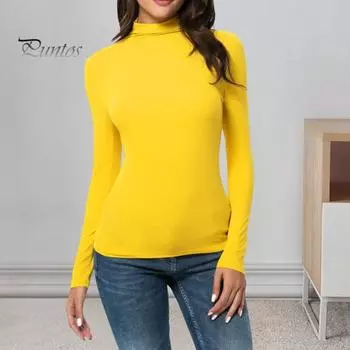 Женские термобелье с длинным рукавом, облегающий свитер с воротником-стойкой, базовые майки, компрессионное нижнее белье, топ для работы, дома, отпуска XL розы красного