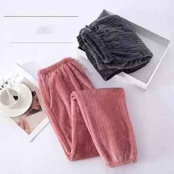 Женские термофлисовые карманы пижамные теплые повседневные брюки домашние пижамные штаны M розовый