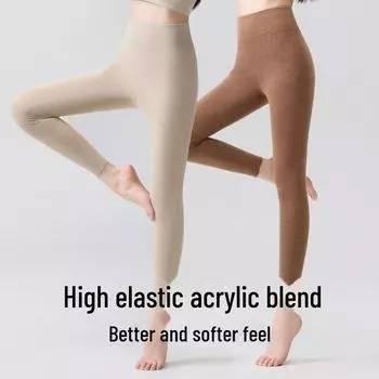 Женские термолеггинсы 7A из антибактериального кашемира и шелка - утолщенный бархат для осени и зимы 5XL [90-100kg]