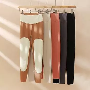 Женские термолеггинсы с высокой талией и бархатной подкладкой — теплые, плотные, с защитой коленей в холодную погоду M