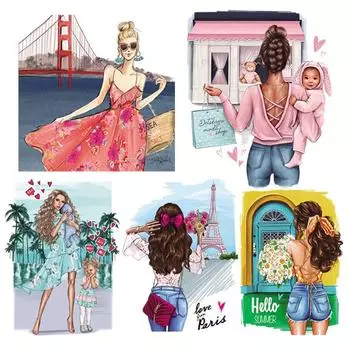 Женские термопереводные картинки для одежды, модная женская термопереводная моющаяся футболка, украшение для джинсов, наклейки «сделай сам», наклейки для детей и мам