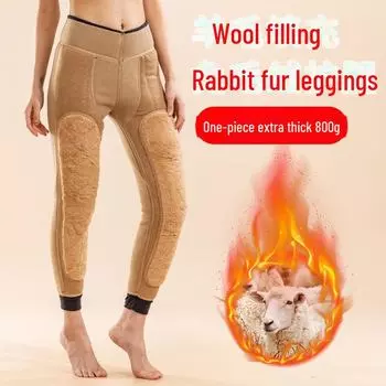 Женские термоштаны из плотной шерсти с бархатом, теплая зимняя одежда с удлиненными наколенниками, устойчивая к холоду для северо-востока Китая. XXL чёрный