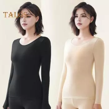 Женские термотопы с круглым вырезом и длинным рукавом, облегающие топы, однотонное высокоэластичное термобелье L
