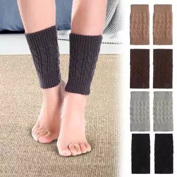 Женские термовязаные вязаные крючком гетры, шерстяные сапоги с манжетами, эластичные ботинки, носки, зимние чехлы для ног белый