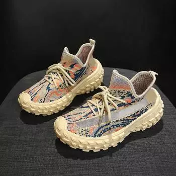Женские тканевые кроссовки на шнуровке, спортивные, бежевые, для бега на открытом воздухе, удобные, нескользящие, для занятий в спортзале, повседневная обувь D377 35
