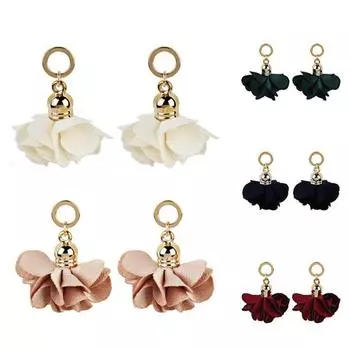 Женские тканевые лепестки цветов, кулон, висячие серьги, ювелирный подарок красный