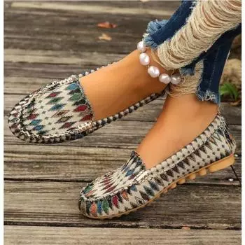 Женские тканевые нескользящие туфли на плоской подошве с круглым носком, дышащие, без застежек, обувь для ходьбы, вулканизированная обувь, кроссовки с закрытым носком 35 синий