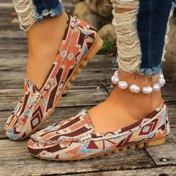 Женские тканевые нескользящие туфли на плоской подошве с круглым носком, дышащие, без застежек, обувь для ходьбы, вулканизированная обувь, кроссовки с закрытым носком 43EU/CN44