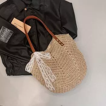 Женские тканые сумки из травы в 2024 году, новые модные женские сумки, сумки через плечо большой вместимости, сумки для покупок, дорожные сумки, тканые большие сумки only bag