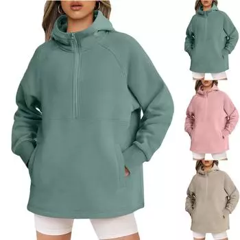 Женские толстовки большого размера, флисовые толстовки, свитера с длинными рукавами, пуловер, осенняя одежда S хаки
