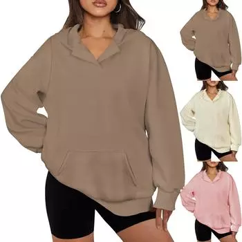 Женские толстовки большого размера, флисовые толстовки, свитера с длинными рукавами, пуловер, осенняя одежда M розовый