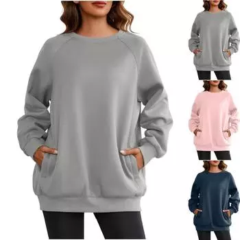Женские толстовки большого размера, флисовые толстовки, свитера с длинными рукавами, пуловер, осенняя одежда S