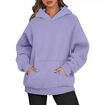 Женские толстовки большого размера, флисовые толстовки, рубашки с длинными рукавами, пуловер, осенняя одежда с карманом XL