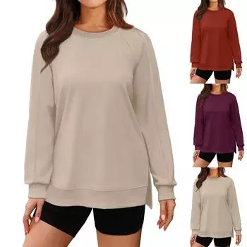 Женские толстовки большого размера, флисовые толстовки, свитера с длинными рукавами, пуловер, осенняя одежда L коричневый