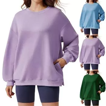 Женские толстовки большого размера, флисовые толстовки, свитера с длинными рукавами, пуловер, осенняя одежда L светло-серый