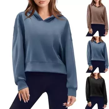 Женские толстовки большого размера, флисовые толстовки, свитера с длинными рукавами, пуловер, осенняя одежда XS тёмно-синий