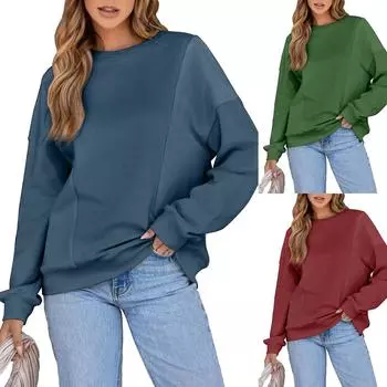 Женские толстовки большого размера, флисовые толстовки, свитера с длинными рукавами, пуловер, осенняя одежда L чёрный