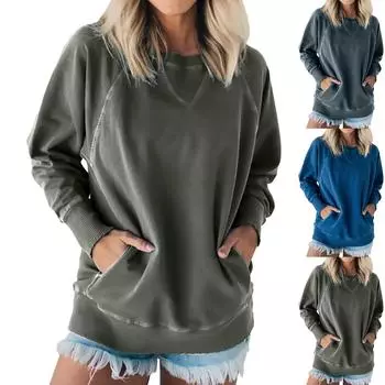 Женские толстовки большого размера, флисовые толстовки, свитера с длинными рукавами, пуловер, осенняя одежда S циан