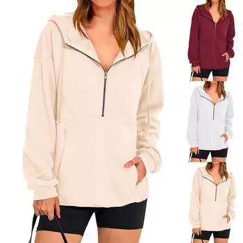 Женские толстовки большого размера, флисовые толстовки, свитера с длинными рукавами, пуловер, осенняя одежда L бежевый