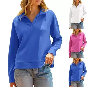 Женские толстовки большого размера, флисовые толстовки, свитера с длинными рукавами, пуловер, осенняя одежда S синий