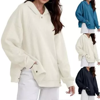 Женские толстовки большого размера, флисовые толстовки, свитера с длинными рукавами, пуловер, осенняя одежда M чёрный