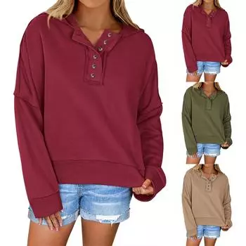 Женские толстовки большого размера, флисовые толстовки, свитера с длинными рукавами, пуловер, осенняя одежда S винный