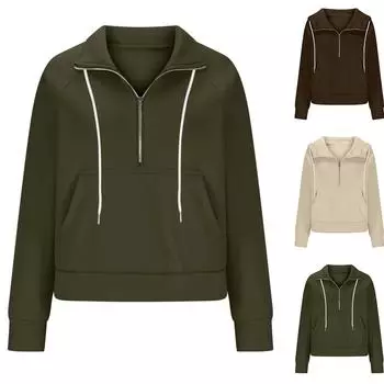 Женские толстовки большого размера, флисовые толстовки, свитера с длинными рукавами, пуловер, осенняя одежда L армия зеленый