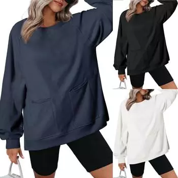 Женские толстовки большого размера, флисовые толстовки, свитера с длинными рукавами, пуловер, осенняя одежда L чёрный