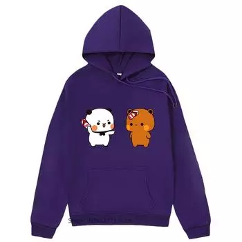 Женские толстовки Bubu и Dudu с капюшоном Panda Bear Love Graphic Sweatshirt Kawaii Cute Women Clothing Aesthetic Casual Korean Hoody S