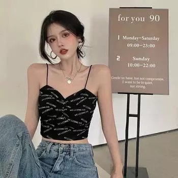 Женские толстовки, футболки без рукавов, топы на бретельках для девочек, сексуальные топы, майки, повседневные жилеты, футболки с открытой спиной и принтом S