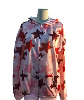 Женские толстовки Harajuku, корейская версия, свободные толстовки большого размера, винтажные однотонные толстовки с капюшоном и длинными рукавами, пальто со звездами S розовый