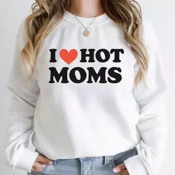 Женские толстовки I Love Hot Moms Red Love Heart, хлопковые свободные модные зимние одежды для женщин, уличная одежда, толстовки с круглым вырезом, джемпер S зелёный