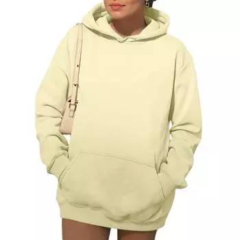 Женские толстовки, осенняя мода, свитшоты, повседневный свитшот с длинным рукавом и свободного кроя, осенняя толстовка L бежевый