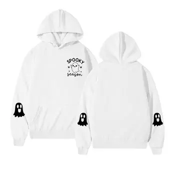 Женские толстовки, осенняя мода, свитшоты с принтом, повседневная толстовка с длинным рукавом, свободная толстовка, осенняя толстовка XL белый