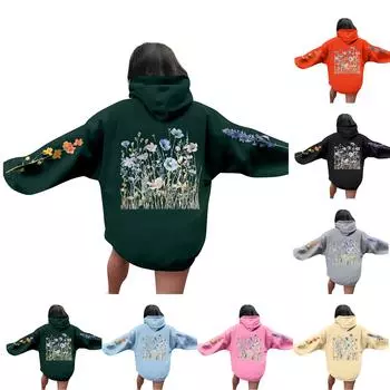 Женские толстовки оверсайз, пуловеры, толстовки, флисовые свитера с длинными рукавами и карманами, зимне-осенние наряды M