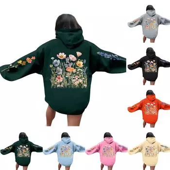 Женские толстовки оверсайз, пуловеры, толстовки, флисовые свитера с длинными рукавами и карманами, зимне-осенние наряды XL чёрный